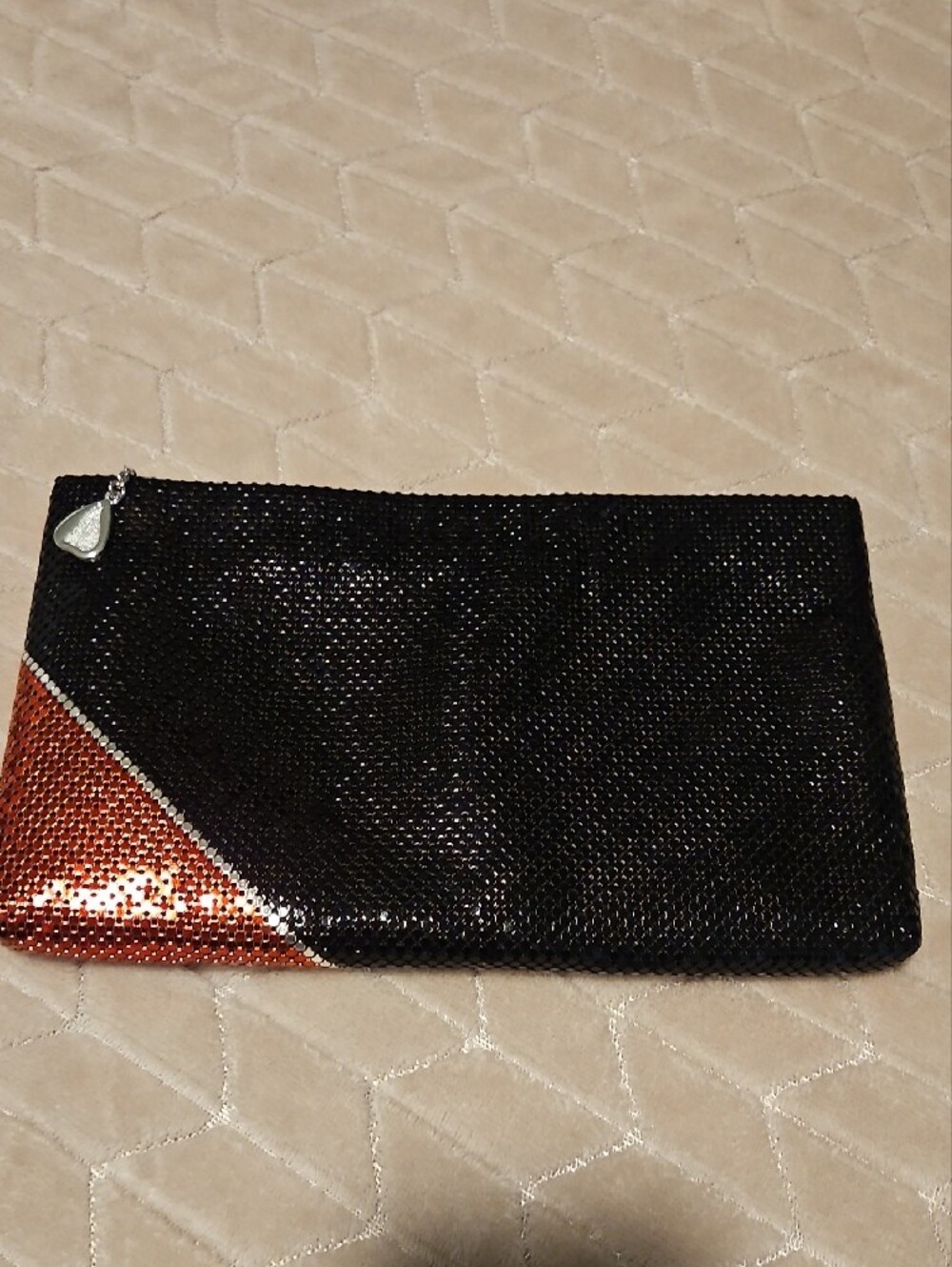 Whiting & Davis Black & Silver Sequin Geometric Clutch - Picture 4 of 13